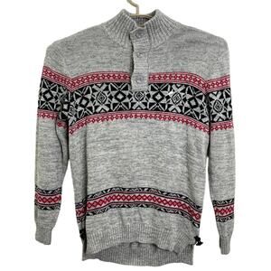 Staple Pigeon Brand Mens Gray Nordic Henley Sweater Toggles Size Large